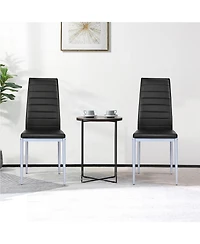Set of 4 Pvc Leather Dining Chairs with Solid Metal Legs for Kitchen or Room