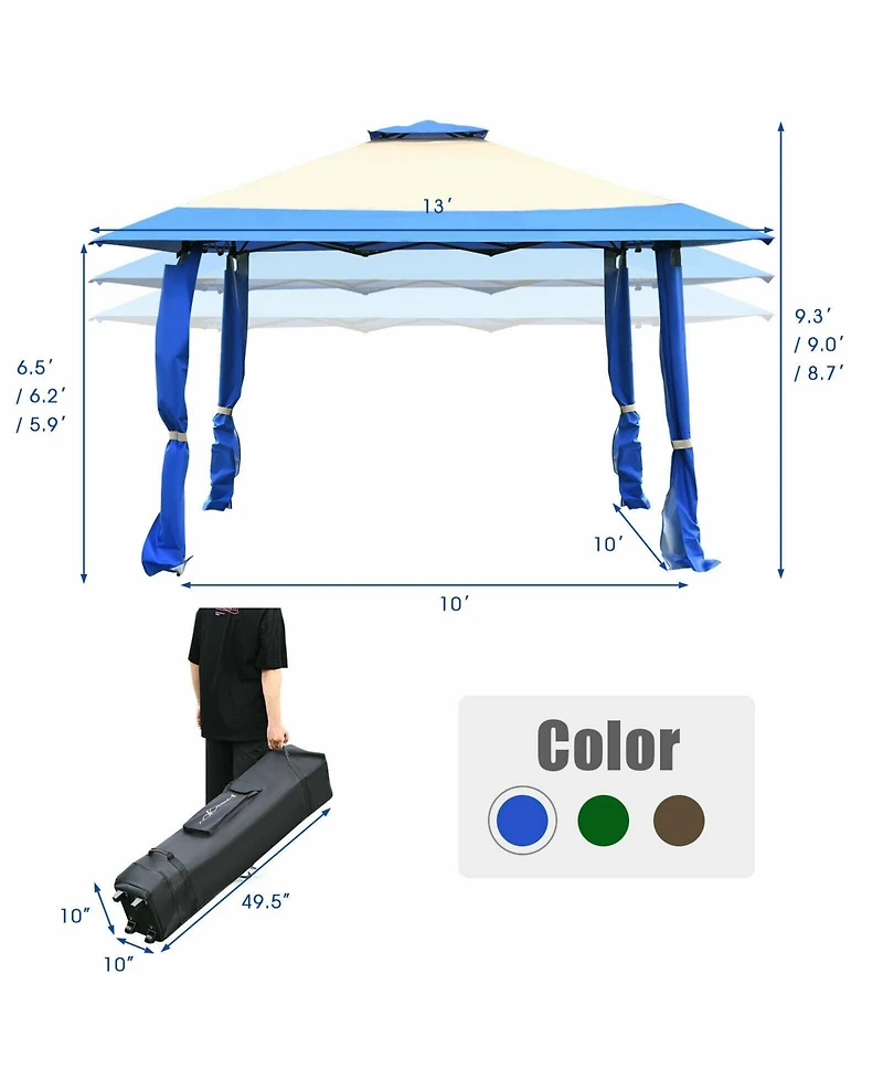 Slickblue 13 Feet x Pop Up Canopy Tent Instant Outdoor Folding Shelter