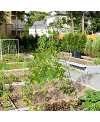 Slickblue 2 Pieces Foldable A-Frame Trellis Plant Supports with Twist Ties-Green