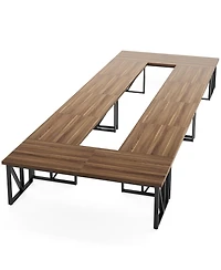 Tribesigns 17.7FT Conference Room Table: Large Rectangular Meeting Seminar Table for 16-20 People, Wood Long Training Table with Heavy-Duty Frame, Bus