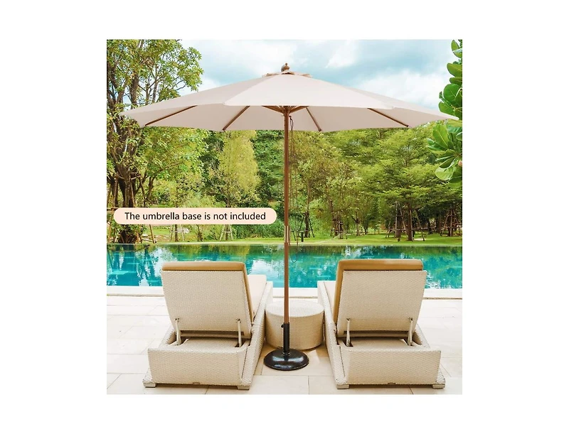 Patio Umbrella with 8 Wooden Ribs and 3 Adjustable Heights