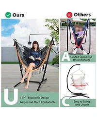 Slickblue Height Adjustable Hammock Chair with Phone Holder and Side Pocket