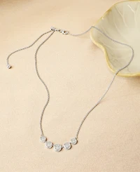 Diamond Bezel Five Stone Adjustable 18" Collar Necklace (1/2 ct. t.w.) Sterling Silver or 14k Gold-Plated