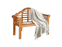 Slickblue 49 Inch Eucalyptus Wood Outdoor Folding Bench with Backrest Armrest for Patio Garden