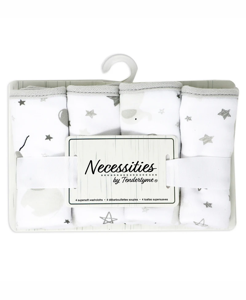 Tendertyme Baby Boys and Baby Girls Elephant and Balloons Hooded Bath Towel and Wash Cloth Set