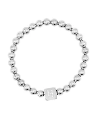 Adornia Silver Crystal Initial Cube Stretch Bracelet