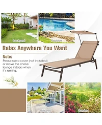 Inolait Outdoor Chaise Lounge Chair with Sunshade and 6 Adjustable Position