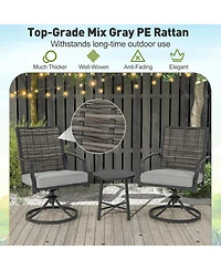 3 Piece Patio Swivel Chair Set with Soft Seat Cushions for Backyard