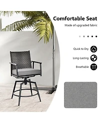 Sugift 360 Degree Swivel Bar Stool Set of 2 with Metal Frame and Pe Rattan Backrest