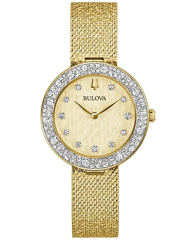 Bulova Women's Crystal Gold-Tone Stainless Steel Mesh Bracelet Watch 32mm