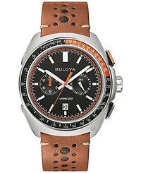 Bulova Men's Chronograph Racer Brown Leather Strap Watch 42mm