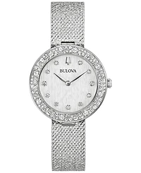 Bulova Women's Crystal Stainless Steel Mesh Bracelet Watch 32mm