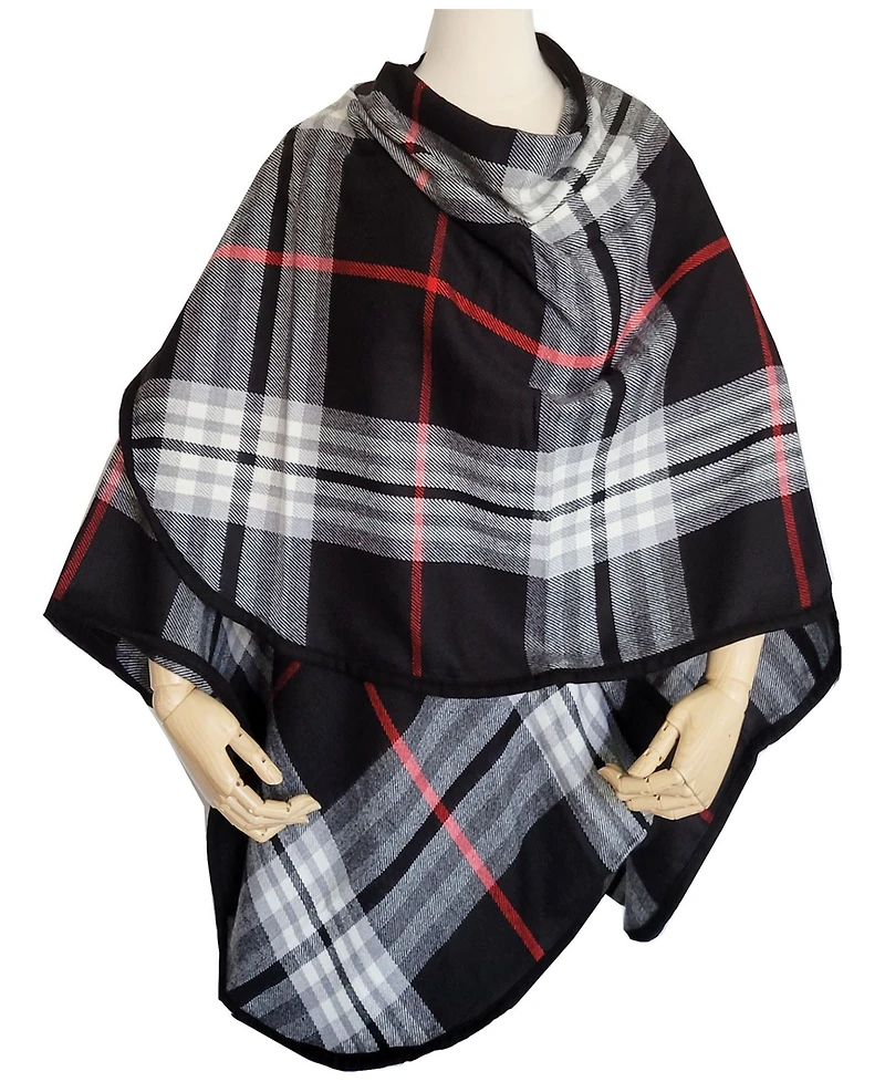 Fraas Women's Solid Border Plaid Rounded Edge Wrap