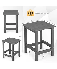 Slickblue 14 Inch Square Weather-Resistant Adirondack Side Table