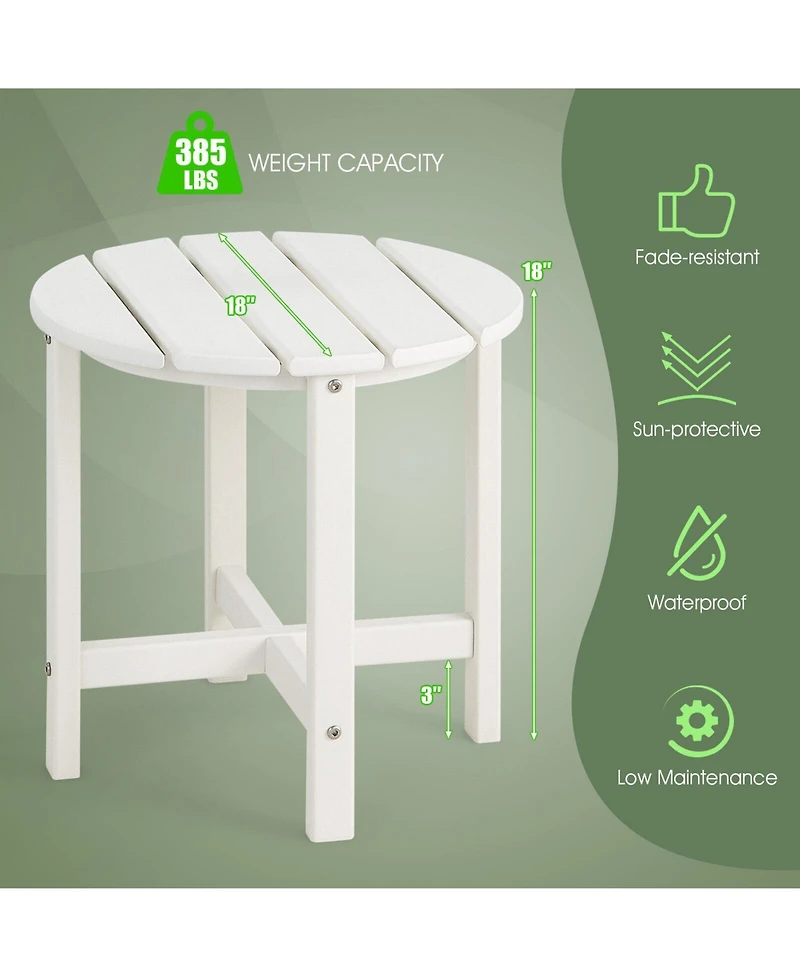 Slickblue 18 Inch Round Weather-Resistant Adirondack Side Table