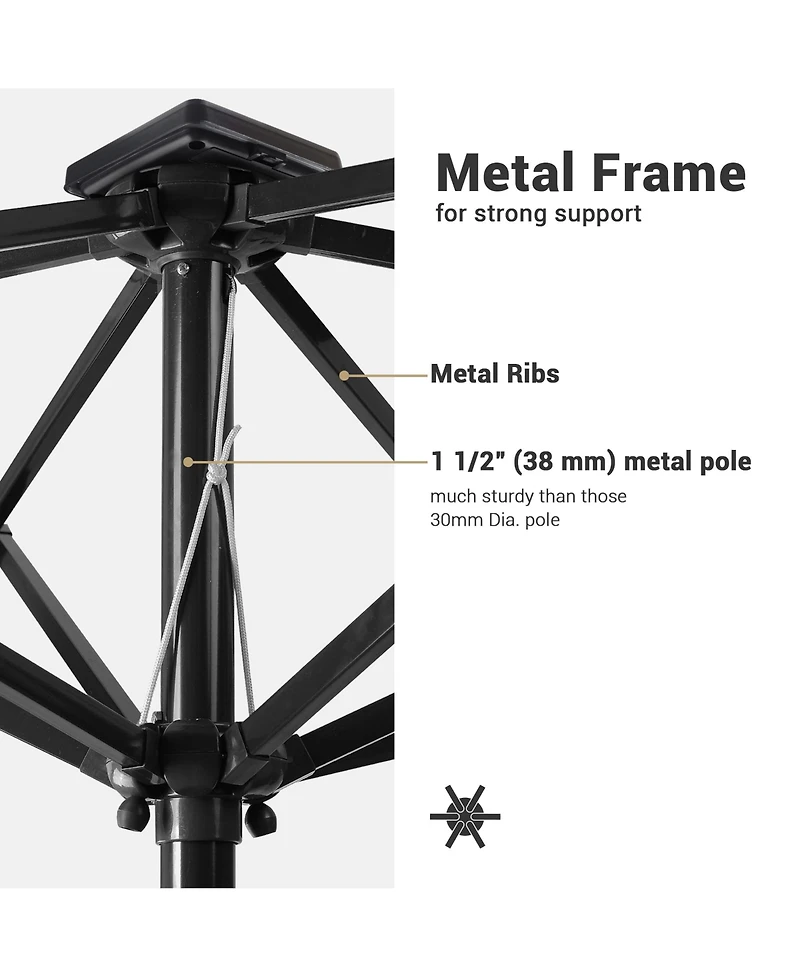 4Pcs 10x6.5' Rectangle Aluminum Solar Outdoor Crank Tilt Patio Umbrella w/ 20 LEDs Garden