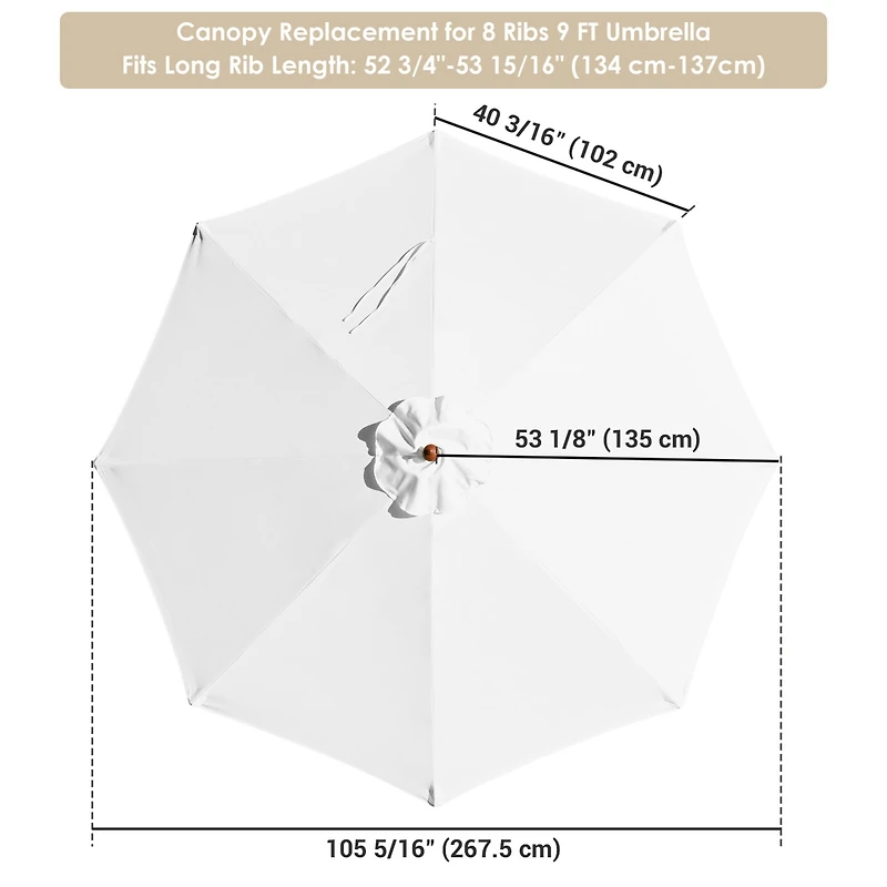 9Ft Patio Umbrella Cover Replacement Top Canopy 8 Rib Outdoor Gazebo Market Wedding