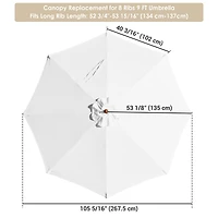 9Ft Patio Umbrella Cover Replacement Top Canopy 8 Rib Outdoor Gazebo Market Wedding