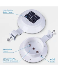 Outdoor 3 Led Solar Power Garden Gutter Light IP44 Cool White Yard Doorway Fence Lamp with Bracket