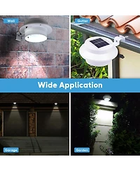 Outdoor 3 Led Solar Power Garden Gutter Light IP44 Cool White Yard Doorway Fence Lamp with Bracket