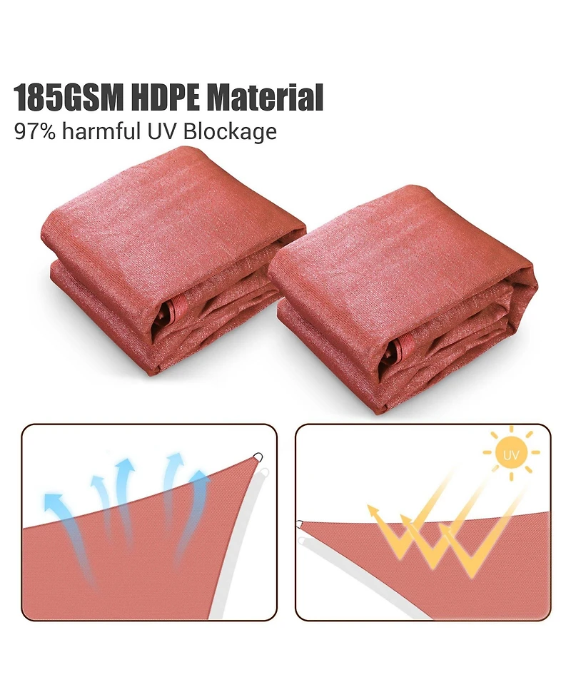 20 Ft 95% Uv Block Triangle Sun Shade Sail Outdoor Patio Pool Cover Net 2Pack