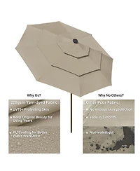 Yescom 9 Ft 3 Tier Patio Umbrella with Solar Led Crank Tilt Button Aluminum Yard Pool