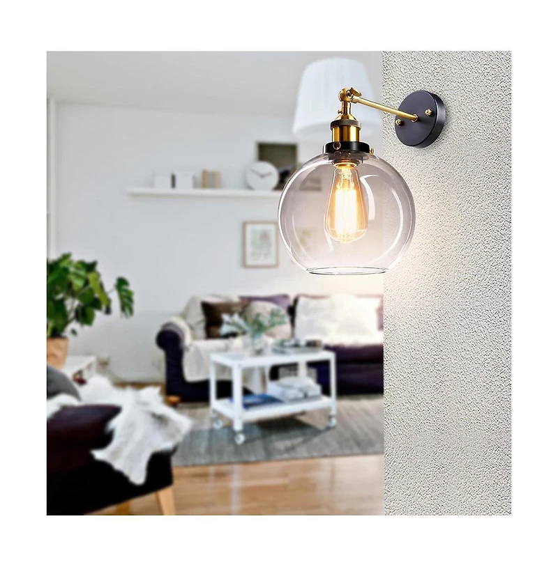 Vintage inspired Industrial 7.9" Bell Shape Glass Light Wall Sconce Edison Lamp Transparent