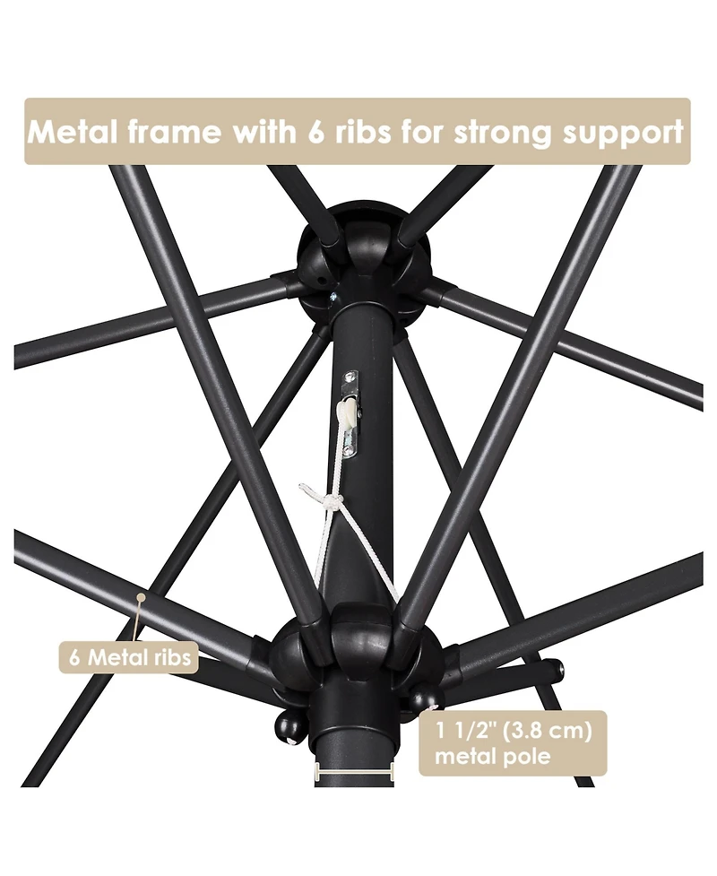 Yescom 10x6.5ft Rectangle Aluminum Outdoor Patio Umbrella Sunshade Crank Tilt Garden Dark Coffee