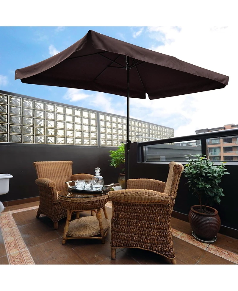 Yescom 10x6.5ft Rectangle Aluminum Outdoor Patio Umbrella Sunshade Crank Tilt Garden Dark Coffee