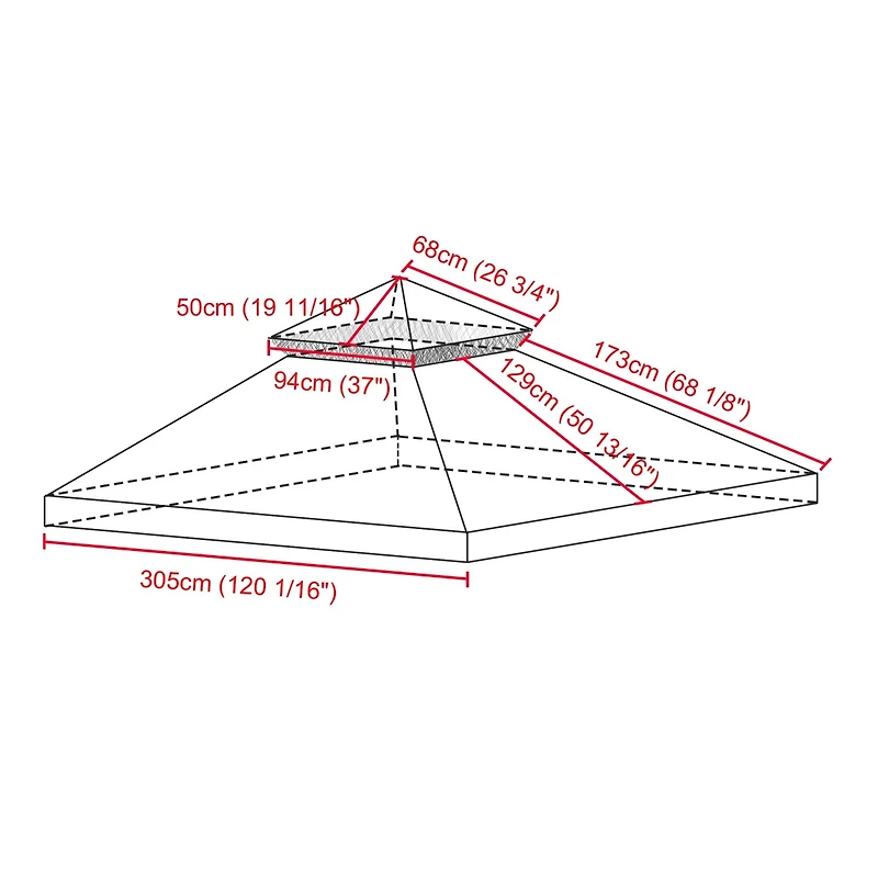 Yescom 10x10Ft UV30+ Gazebo Replacement Top for 2 Tier Outdoor Canopy Cover Patio Backyard Party Deck Coffee Liqueur