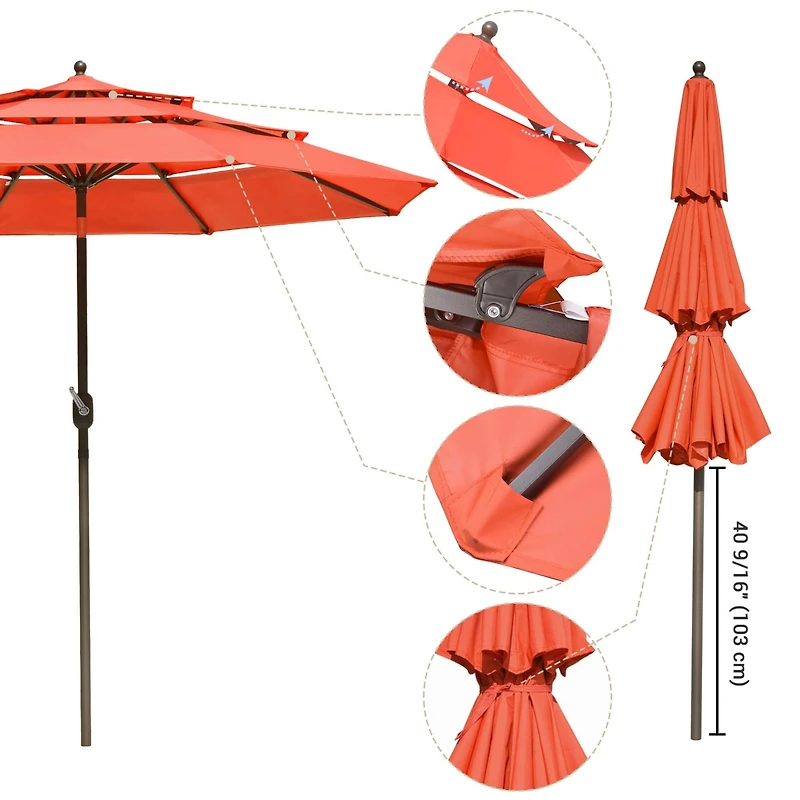 Yescom 3 Tier Patio Umbrella with Crank Handle Push to Tilt Hotel Pool