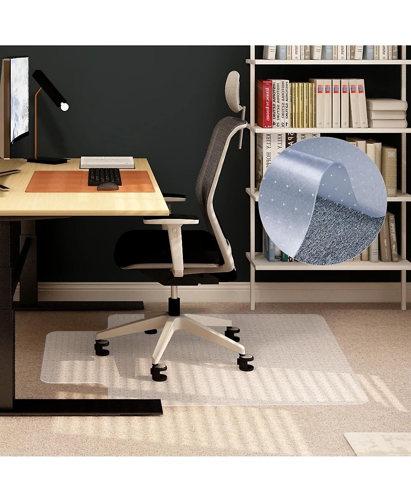 Yescom Clear Office Chair Mat for Low Pile Carpet 48" x 36" Thicken 1/8" with Lip 4PCS Plastic Floor Protector Home Studio