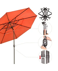 11 Ft 3 Tier Patio Umbrella with Protective Cover Crank Push to Tilt Hotel