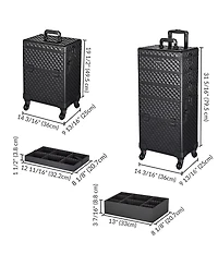 Byootique 4in1 Rolling Makeup Case Cosmetic Train Case Organizer Storage Artist