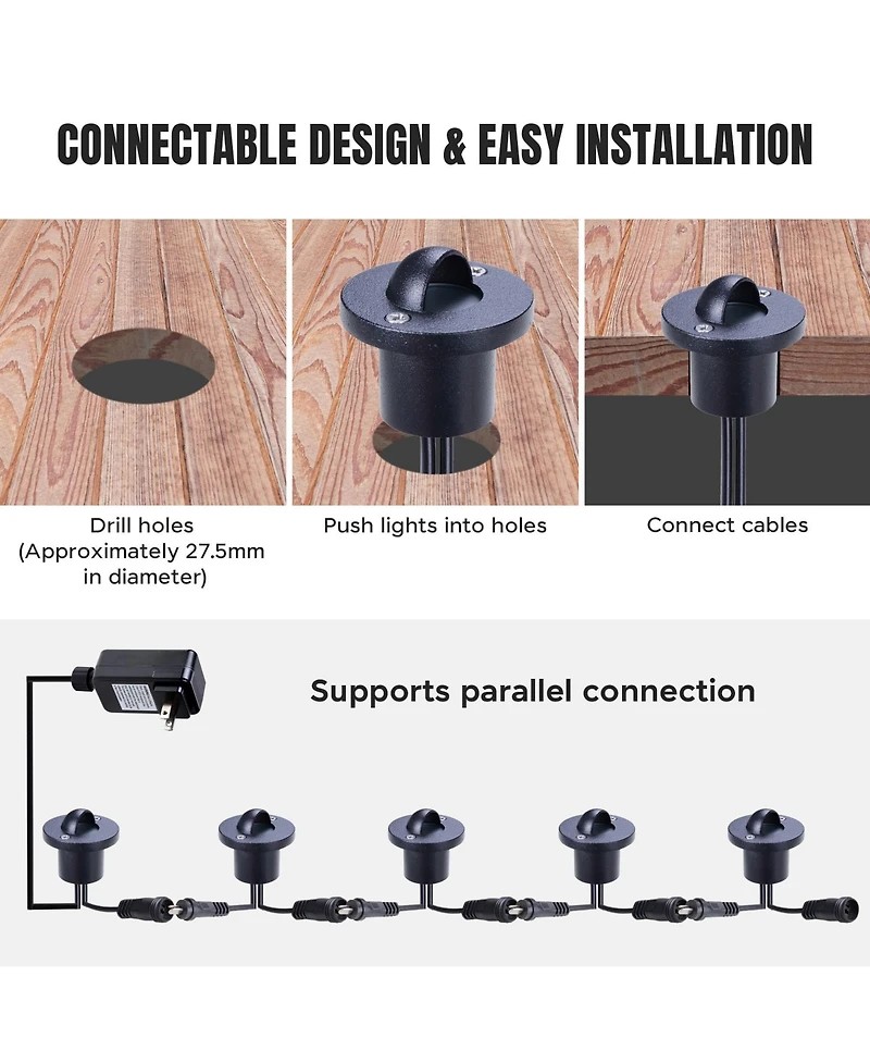 Yescom 12V Led Warm White Deck Stair Light Lamp Waterproof Yard Patio Pathway Landscape 20 Pack