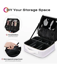 Byootique Portable Glitter Makeup Train Case Brush Holder Cosmetic Bag Travel