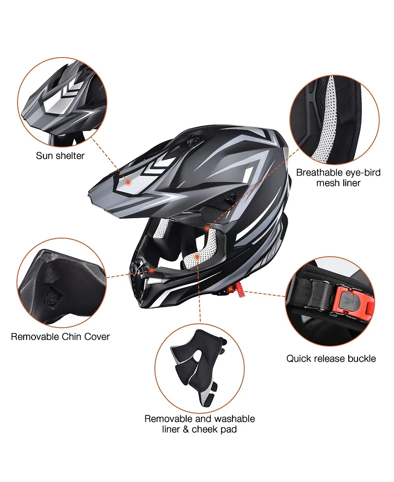 Ahr Offroad Full Face Motorcycle Helmet Motocross Dirt Bike Atv Dot Approved