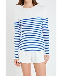 English Factory Women's Stripe Long Sleeve Knit Top
