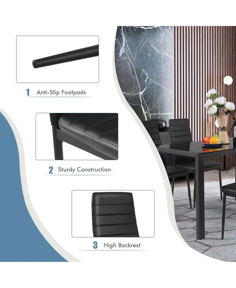 4 Pieces Modern Leather Dinning Chairs Set with Metal Frame