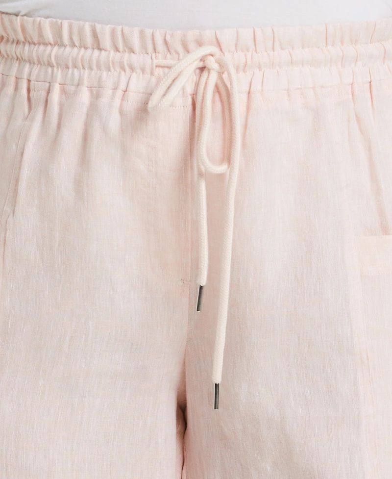 Rafaella Plus 100% Linen Modern Fit Seamed Shorts