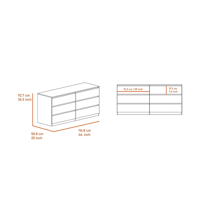 Fm Furniture Seul 6 Drawer Double Dresser