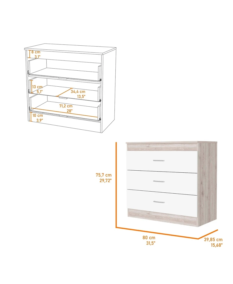 Fm Furniture Cambridge Three-Drawers Dresser