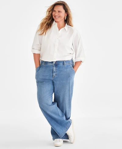 Style & Co Plus Wide-Leg High-Rise Jeans, Exclusively Macy's