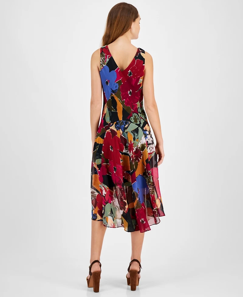 Robbie Bee Women's Printed Chiffon Fit & Flare Dress