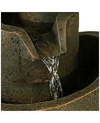 3-Tier 9 3/4" High Small Zen Modern Indoor Outdoor Decor Bronze Stone Tabletop Fountain Outside Garden Patio