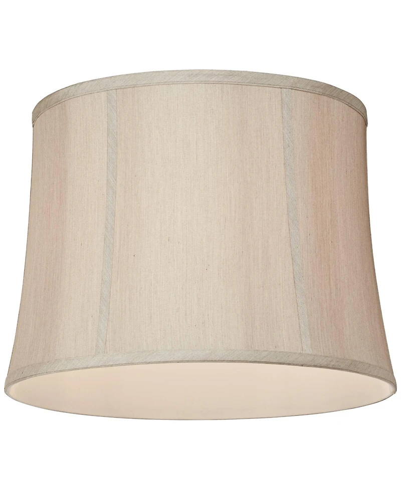 Springcrest Taupe Medium Softback Round Lamp Shade 14" Top x 16" Bottom x 12" High (Spider) Replacement with Harp and Finial