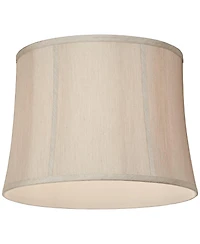 Springcrest Taupe Medium Softback Round Lamp Shade 14" Top x 16" Bottom x 12" High (Spider) Replacement with Harp and Finial