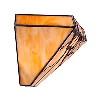 Robert Louis Tiffany Budding Branch Vintage Wall Light Sconces Set of 2 Copper Amber Art Glass Hardwire 14" Fixture for Bedroom Bathroom Vanity H