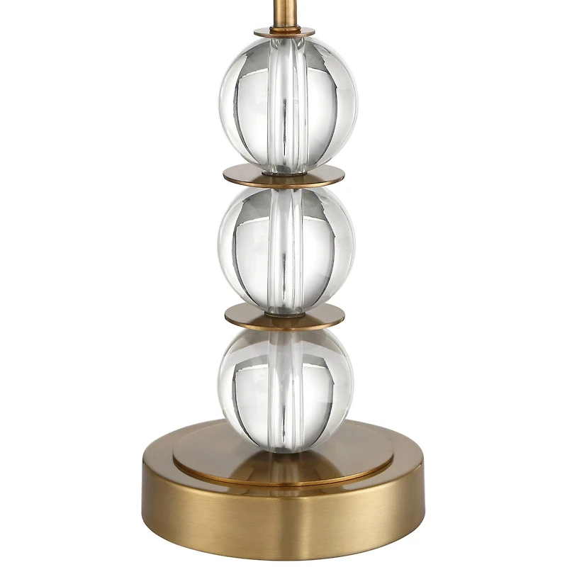 Vienna Full Spectrum Halston Art Deco Buffet Table Lamp 32 1/2" Tall Crystal Ball Brass Metal Off White Fabric Drum Shade for Bedroom Living Room