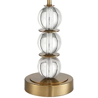 Vienna Full Spectrum Halston Art Deco Buffet Table Lamp 32 1/2" Tall Crystal Ball Brass Metal Off White Fabric Drum Shade for Bedroom Living Room